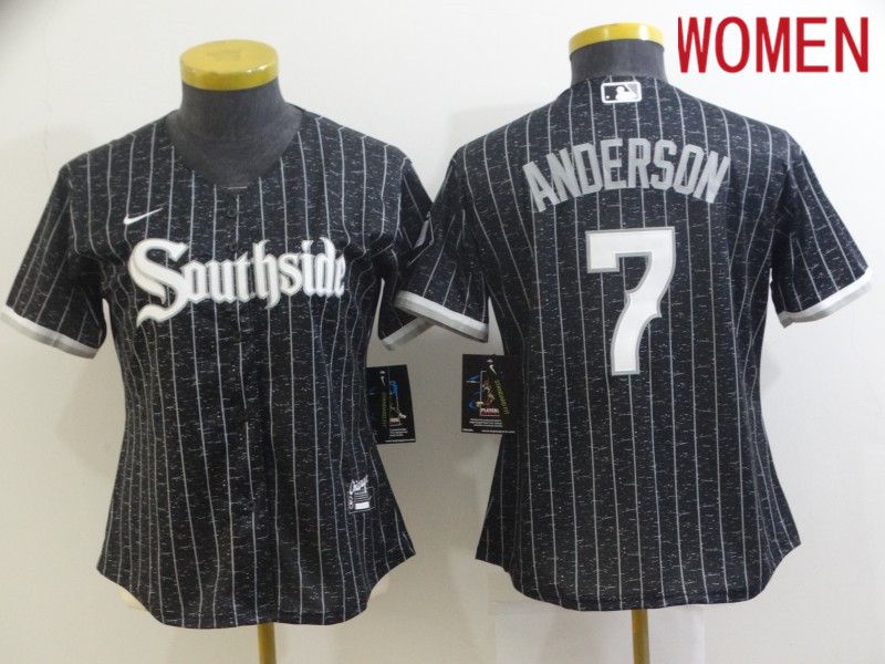 Women Chicago White Sox #7 Anderson City Edition Black Game Nike 2021 MLB Jersey->women mlb jersey->Women Jersey